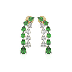 3 CT. Pear Shape Emerald and Natural Diamond Earrings