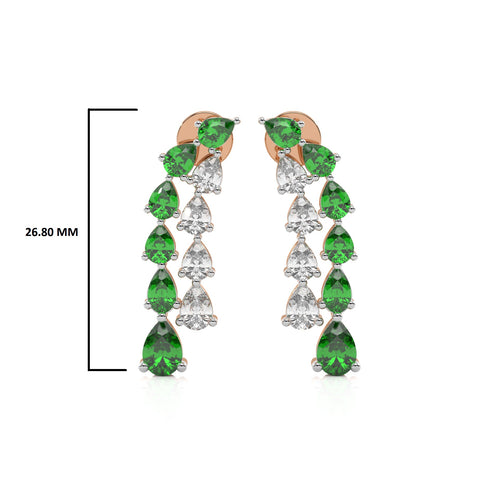 3 CT. Pear Shape Emerald and Natural Diamond Earrings