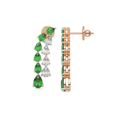 3 CT. Pear Shape Emerald and Natural Diamond Earrings