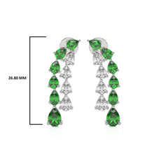 3 CT. Pear Shape Emerald and Natural Diamond Earrings