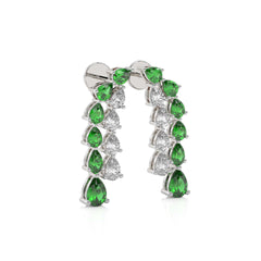 3 CT. Pear Shape Emerald and Natural Diamond Earrings