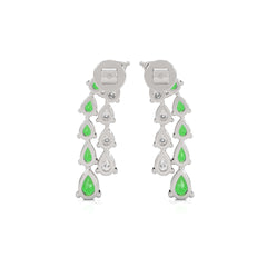 3 CT. Pear Shape Emerald and Natural Diamond Earrings