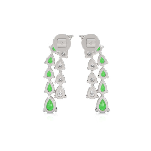 3 CT. Pear Shape Emerald and Natural Diamond Earrings