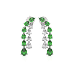 3 CT. Pear Shape Emerald and Natural Diamond Earrings