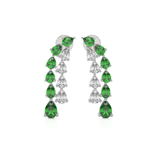 3 CT. Pear Shape Emerald and Natural Diamond Earrings