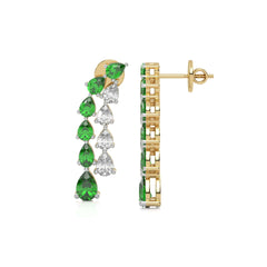 3 CT. Pear Shape Emerald and Natural Diamond Earrings