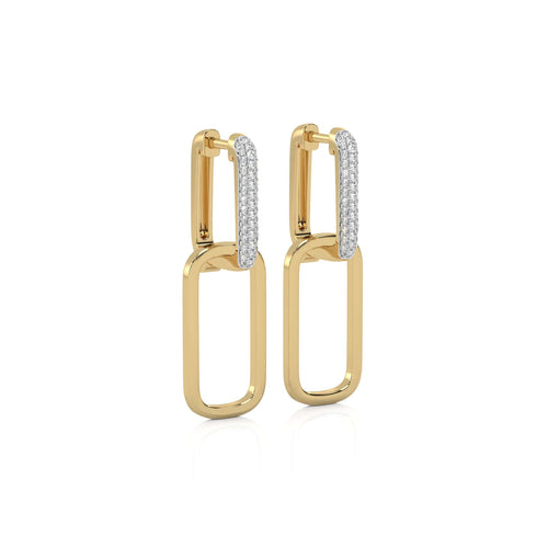 1/4 CT. Paperclip Double Huggies Natural Diamond Earrings