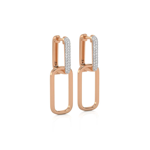 1/4 CT. Paperclip Double Huggies Natural Diamond Earrings