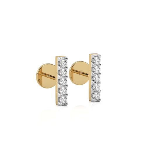 1/4 CT. Round Lab Created Diamond Bar Stud Earrings