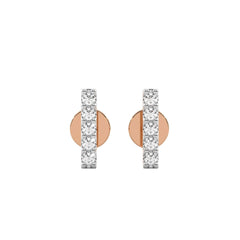 1/4 CT. Round Natural Diamond Bar Stud Earrings