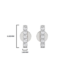 1/4 CT. Round Lab Created Diamond Bar Stud Earrings