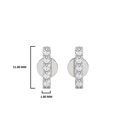 1/4 CT. Round Natural Diamond Bar Stud Earrings