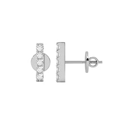 1/4 CT. Round Natural Diamond Bar Stud Earrings