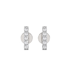 1/4 CT. Round Natural Diamond Bar Stud Earrings