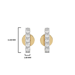 1/4 CT. Round Natural Diamond Bar Stud Earrings