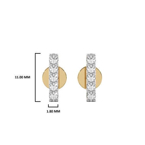 1/4 CT. Round Natural Diamond Bar Stud Earrings