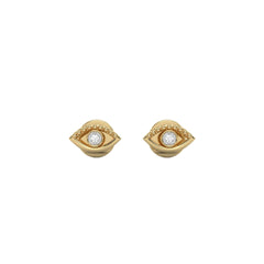 Guardian Glow Bezel Set Lab Created Diamond Evil Eye Stud Earrings