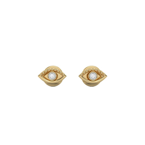 Guardian Glow Bezel Set Lab Created Diamond Evil Eye Stud Earrings