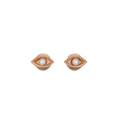 Guardian Glow Bezel Set Natural Diamond Evil Eye Stud Earrings with Diamond Accent