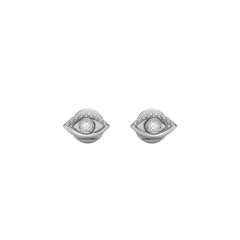 Guardian Glow Bezel Set Lab Created Diamond Evil Eye Stud Earrings