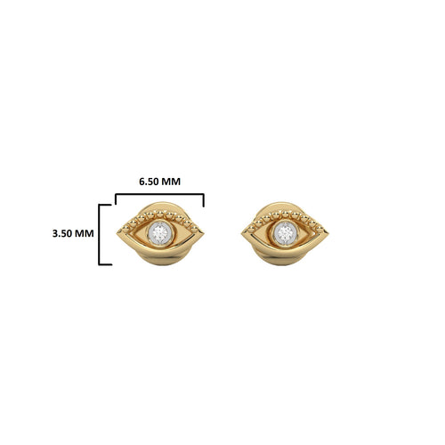 Guardian Glow Bezel Set Natural Diamond Evil Eye Stud Earrings with Diamond Accent