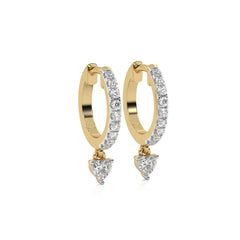 1/2 CT. Round and Heart Shape Natural Diamond Huggies Hoop Earrings