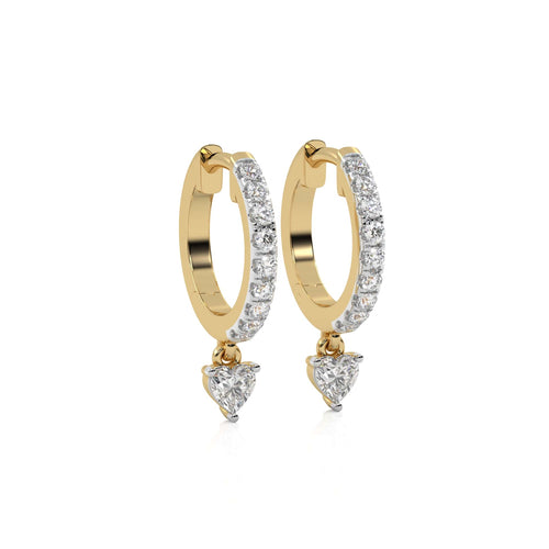 1/2 CT. Round and Heart Shape Natural Diamond Huggies Hoop Earrings