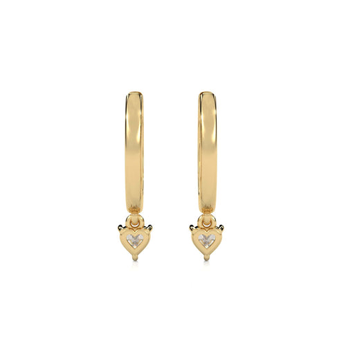 1/2 CT. Round and Heart Shape Natural Diamond Huggies Hoop Earrings