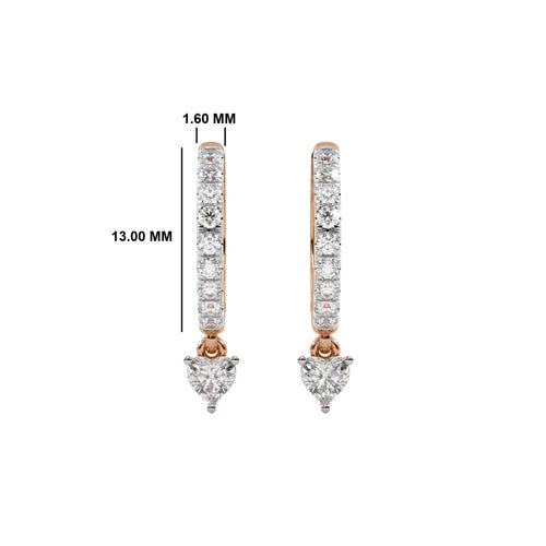 1/2 CT. Round and Heart Shape Lab Created Diamond Huggies Hoop Earrings