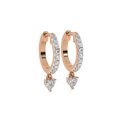 1/2 CT. Round and Heart Shape Natural Diamond Huggies Hoop Earrings