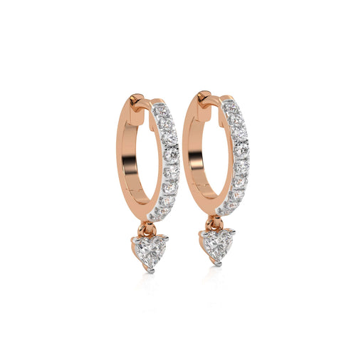 1/2 CT. Round and Heart Shape Natural Diamond Huggies Hoop Earrings