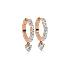 1/2 CT. Round and Heart Shape Lab Created Diamond Huggies Hoop Earrings