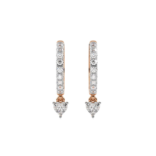 1/2 CT. Round and Heart Shape Lab Created Diamond Huggies Hoop Earrings