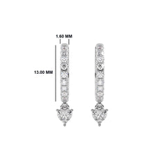 1/2 CT. Round and Heart Shape Natural Diamond Huggies Hoop Earrings