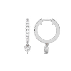 1/2 CT. Round and Heart Shape Natural Diamond Huggies Hoop Earrings