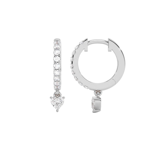1/2 CT. Round and Heart Shape Lab Created Diamond Huggies Hoop Earrings