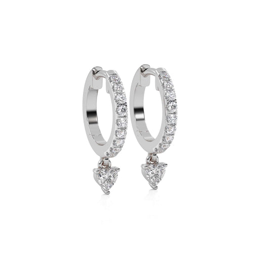 1/2 CT. Round and Heart Shape Natural Diamond Huggies Hoop Earrings