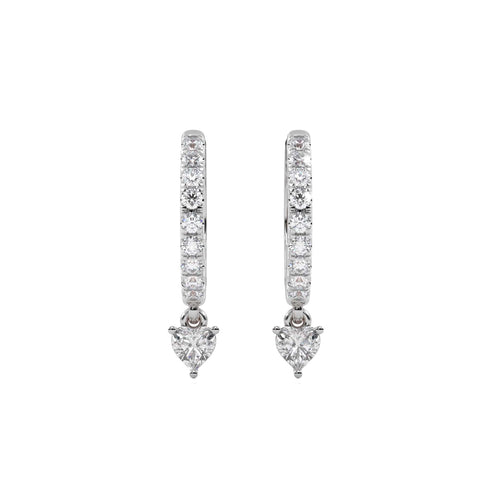 1/2 CT. Round and Heart Shape Lab Created Diamond Huggies Hoop Earrings