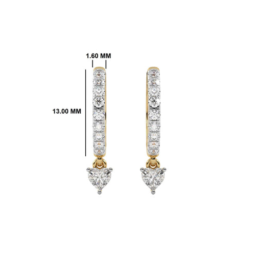 1/2 CT. Round and Heart Shape Lab Created Diamond Huggies Hoop Earrings