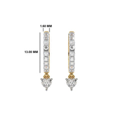 1/2 CT. Round and Heart Shape Natural Diamond Huggies Hoop Earrings