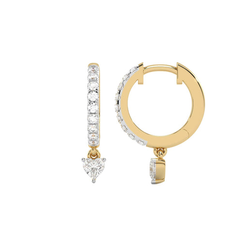 1/2 CT. Round and Heart Shape Lab Created Diamond Huggies Hoop Earrings