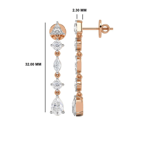 2 CT. Multi Shape Lab Created Diamond Dangle Drop Earrings