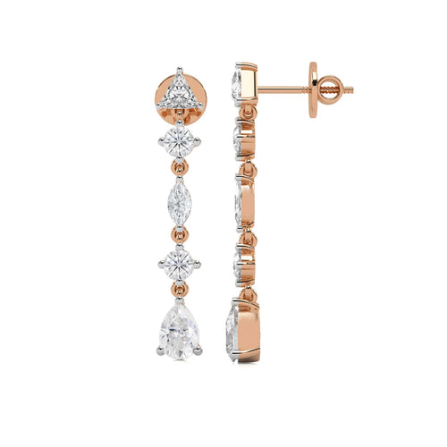 2 CT. Multi Shape Natural Diamond Dangle Drop Earrings