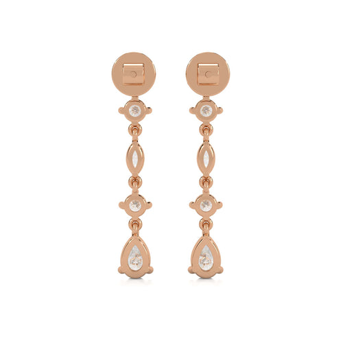 2 CT. Multi Shape Natural Diamond Dangle Drop Earrings