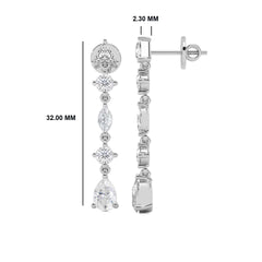 2 CT. Multi Shape Natural Diamond Dangle Drop Earrings