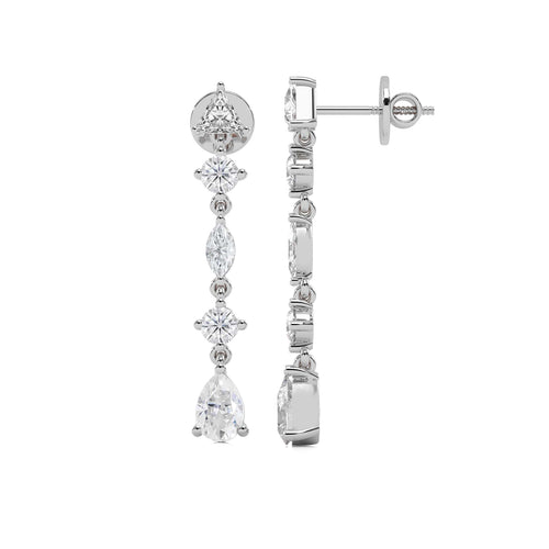 2 CT. Multi Shape Natural Diamond Dangle Drop Earrings