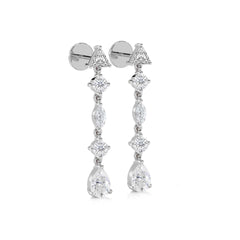 2 CT. Multi Shape Natural Diamond Dangle Drop Earrings