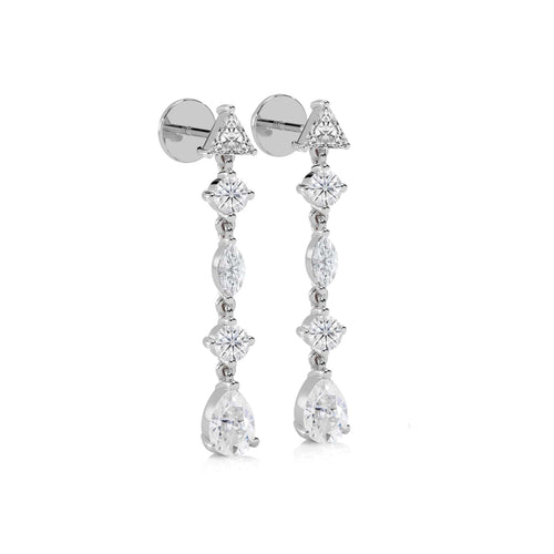 2 CT. Multi Shape Natural Diamond Dangle Drop Earrings