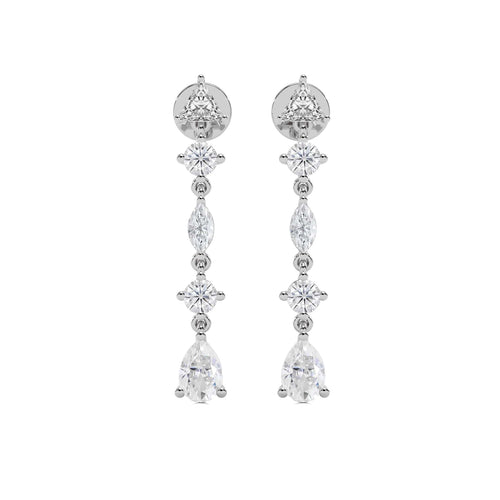 2 CT. Multi Shape Natural Diamond Dangle Drop Earrings