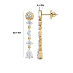 2 CT. Multi Shape Natural Diamond Dangle Drop Earrings